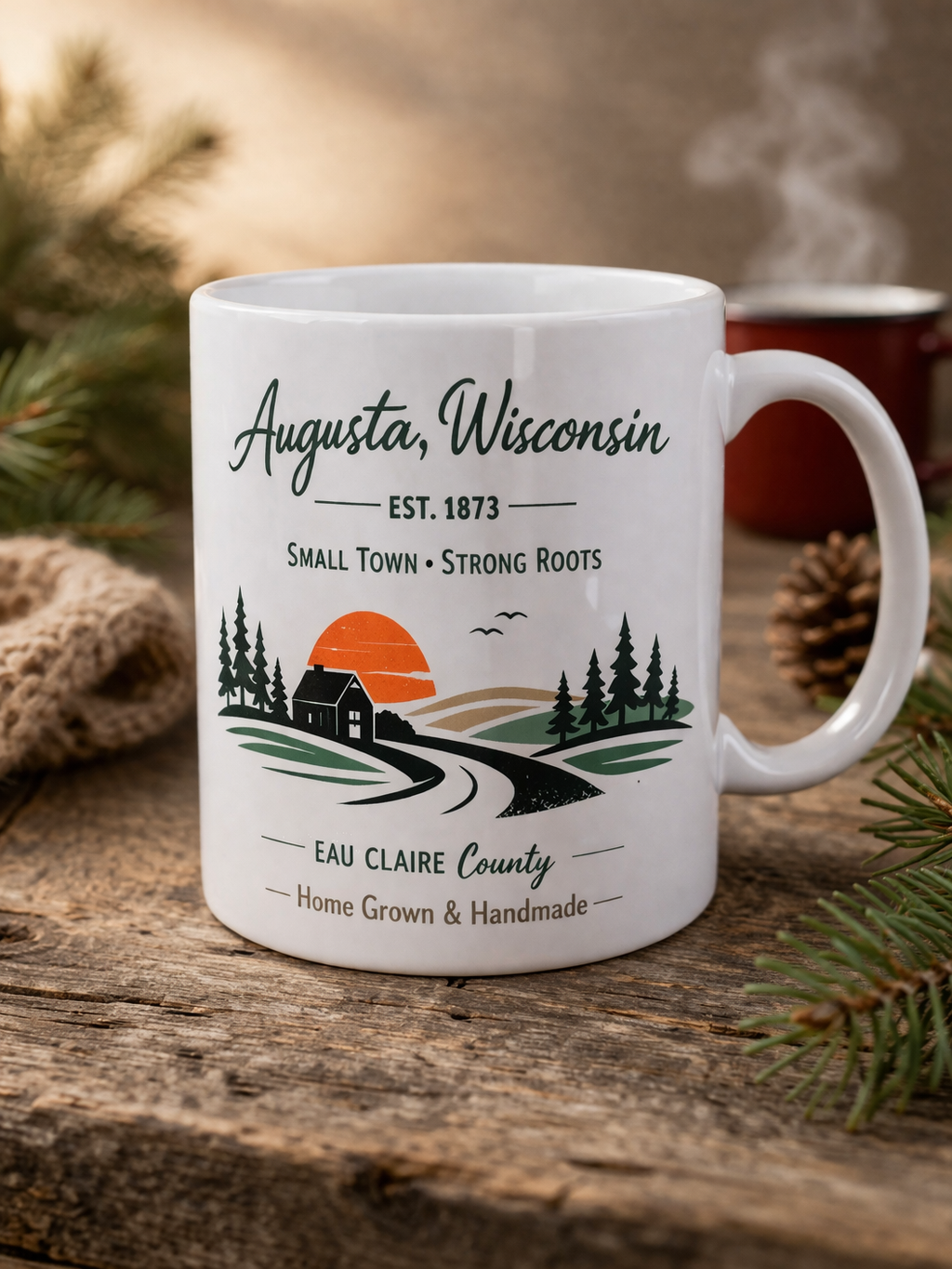 Augusta Wisconsin Coffee Mug | Small Town Strong Roots | Handmade Gift Mug