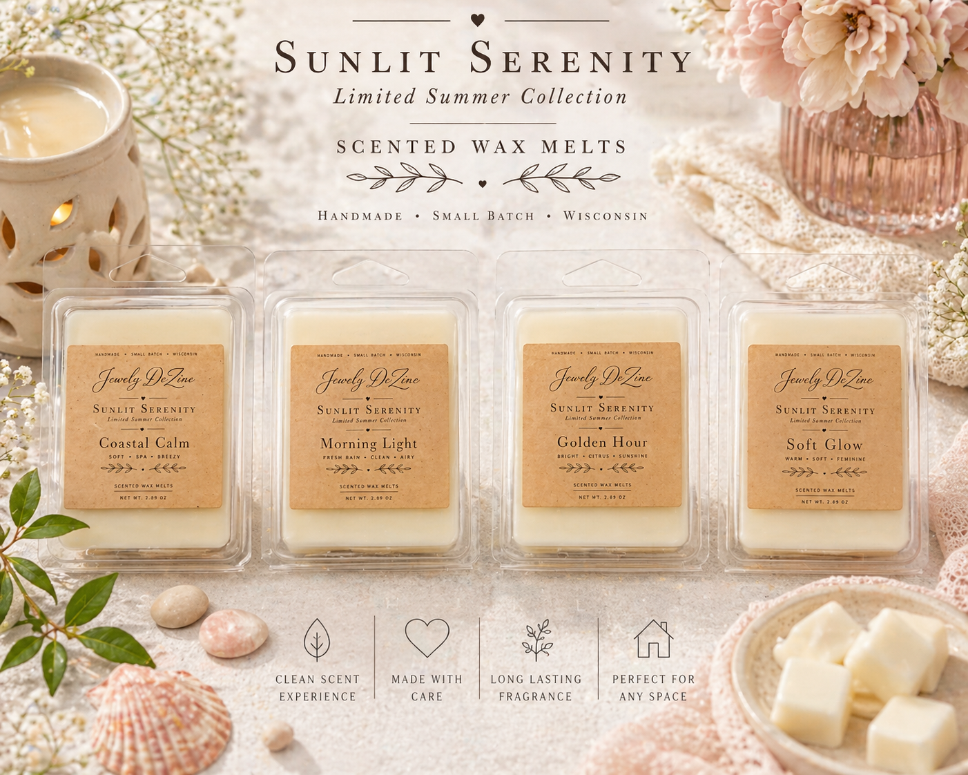 Sunlit Serenity Wax Melts – Limited Summer Collection