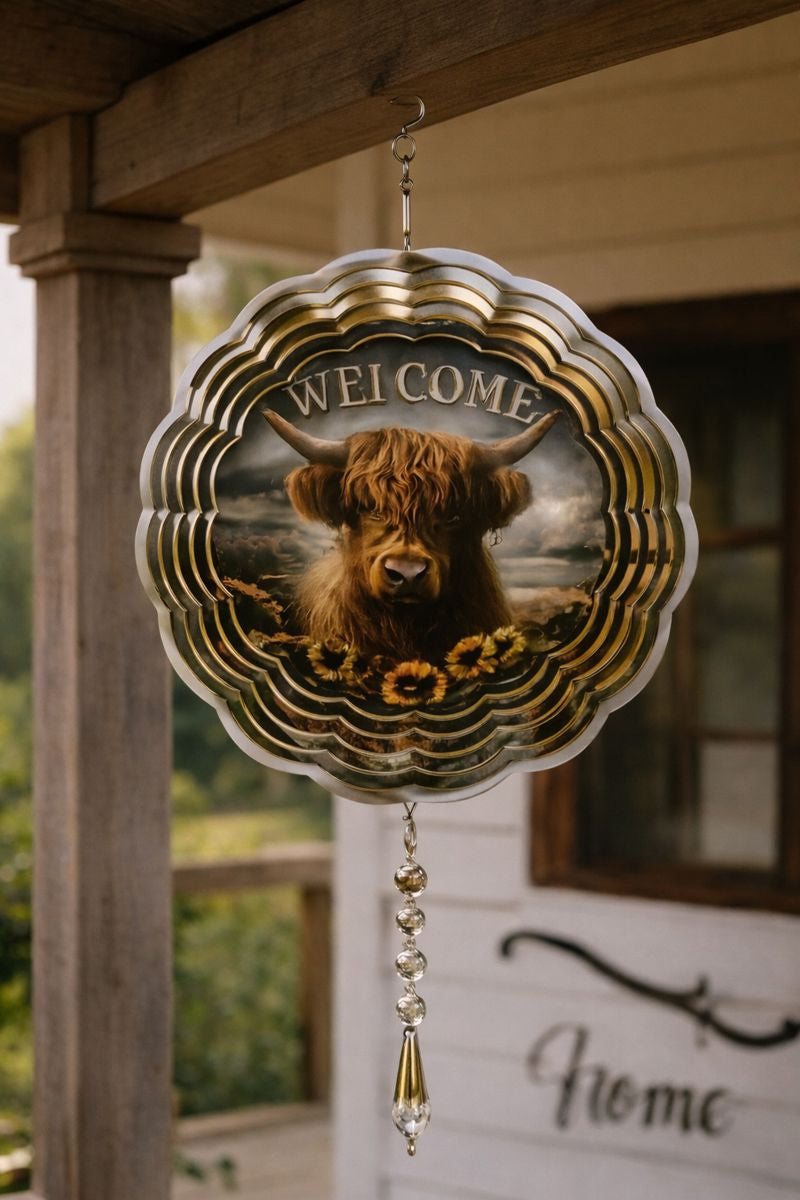 Highland Cow Wind Spinner