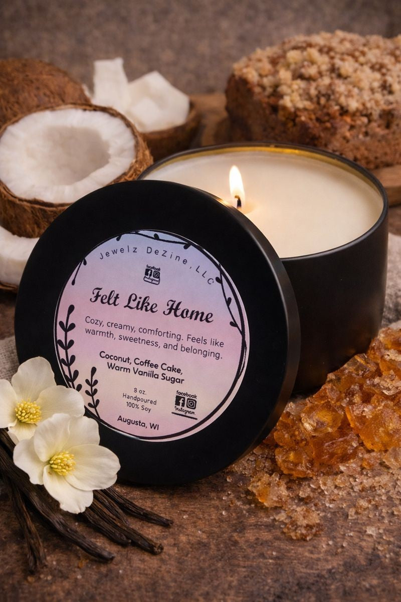 Chapter 10 Felt Like Home | Essential Oil Candle | Coconut, Coffee Cake, Warm Vanilla Sugar  | Handmade Soy Wax Aromatherapy Candle