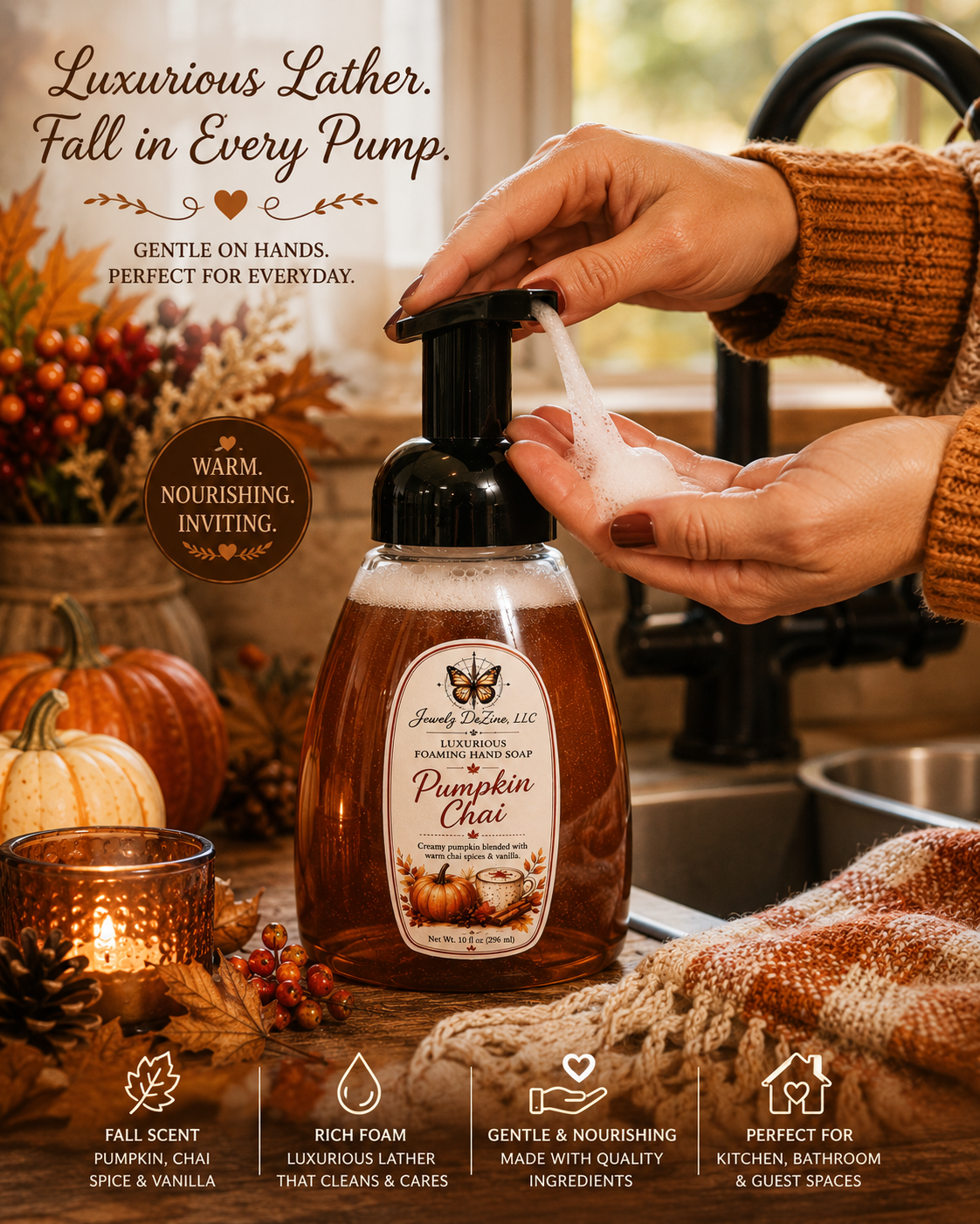 Pumpkin Chai Luxurious Foaming Hand Soap | 10 fl oz (296 mL)