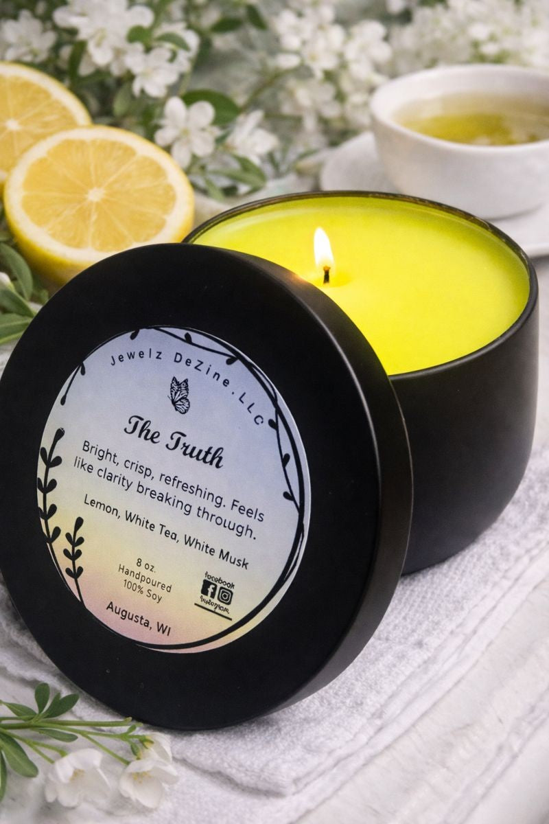 Chapter 4The Truth | Essential Oil Candle |Lemon, White Tea & White Musk | Handmade Soy Wax Aromatherapy Candle