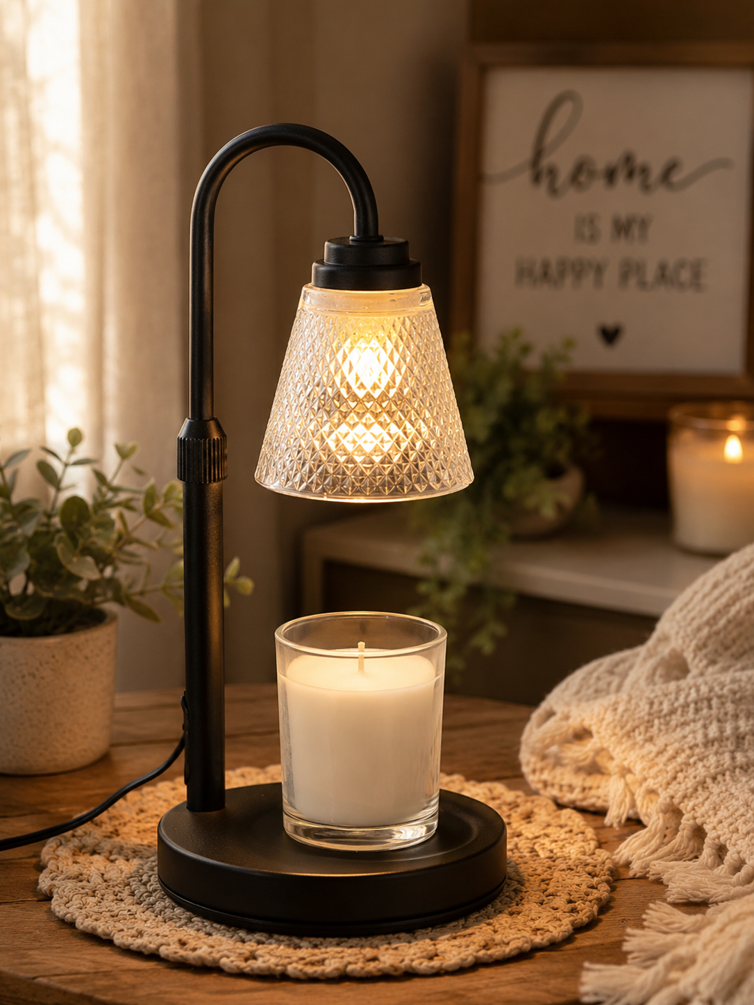 Adjustable Candle Warmer Lamp with Timer & Dimmer