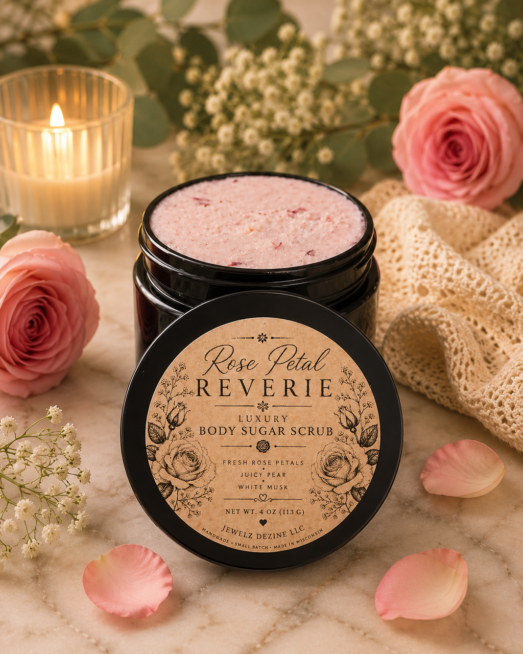 Rose Petal Reverie Luxury Body Sugar Scrub