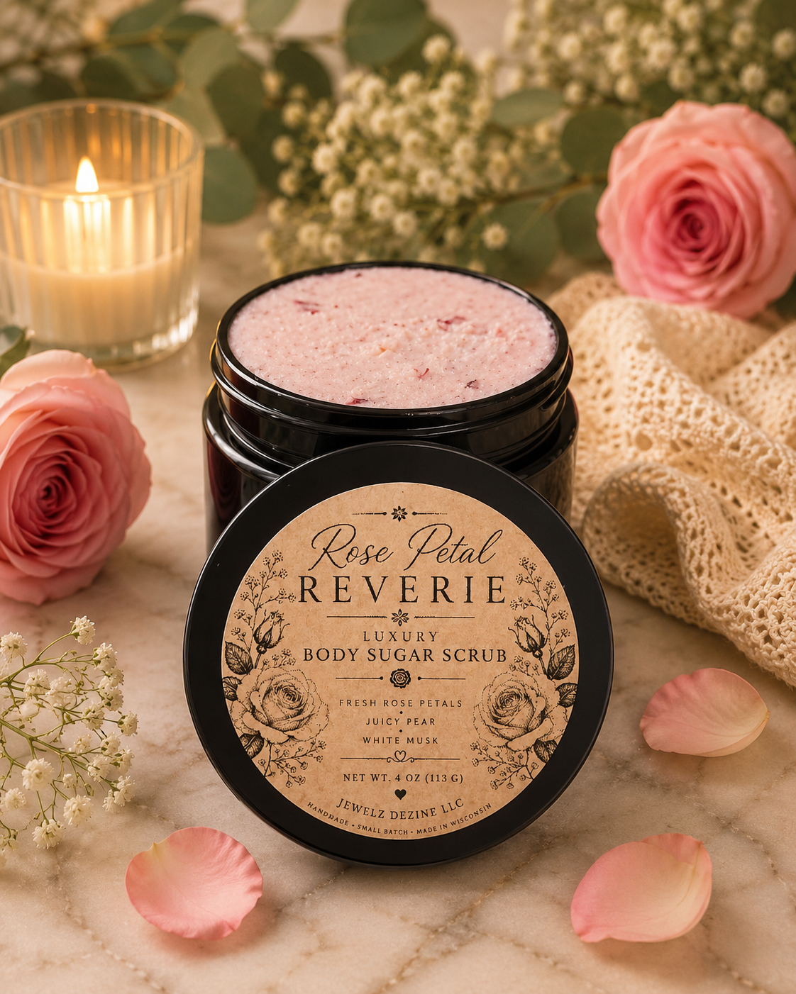 Rose Petal Reverie Luxury Body Sugar Scrub