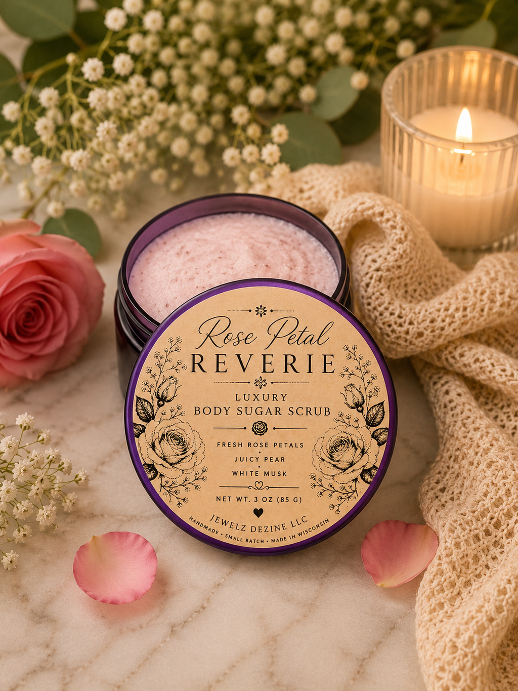 Rose Petal Reverie Luxury Body Sugar Scrub