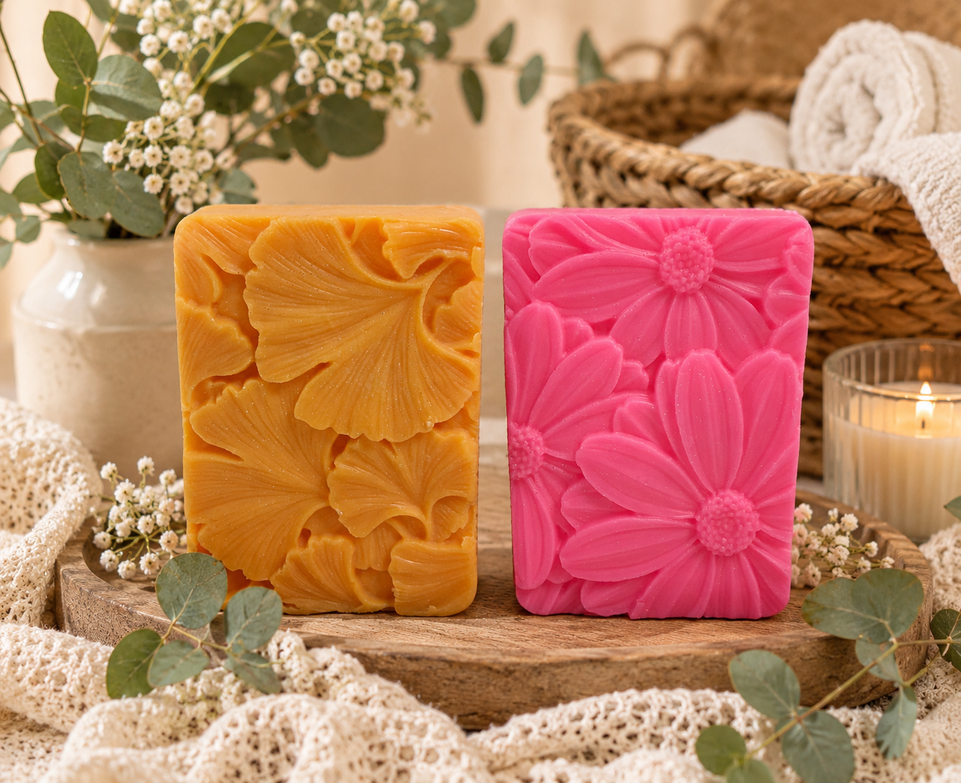 Flower Design Triple Butter Soap Bar