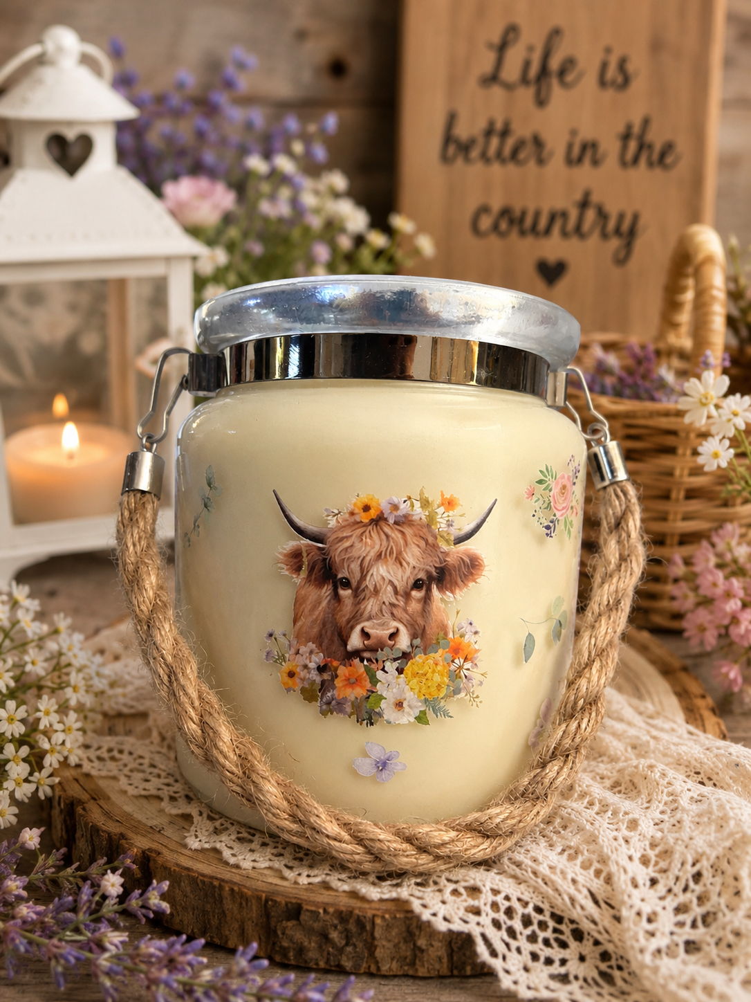 Highland Cow Wildflower Wishes Candle