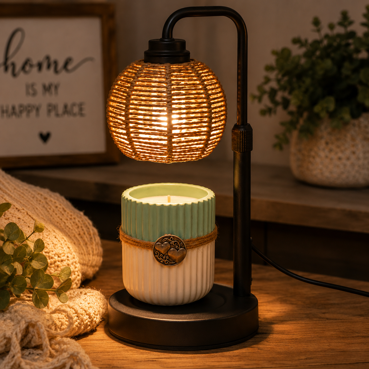 Adjustable Boho Candle Warmer Lamp with Timer & Dimmer